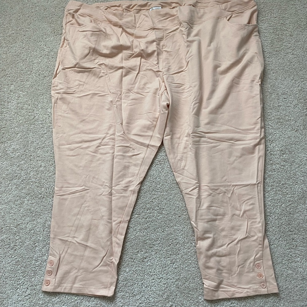 D & Co Women Size 5x Pull Up Knit Cropped Pale Pink French Terry Joggers a391932